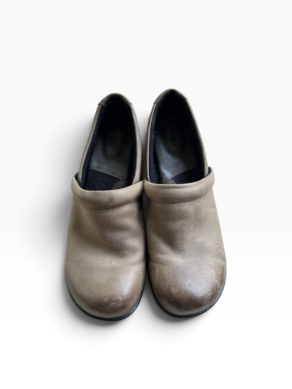boc Taupe Slip-On Leather Clogs